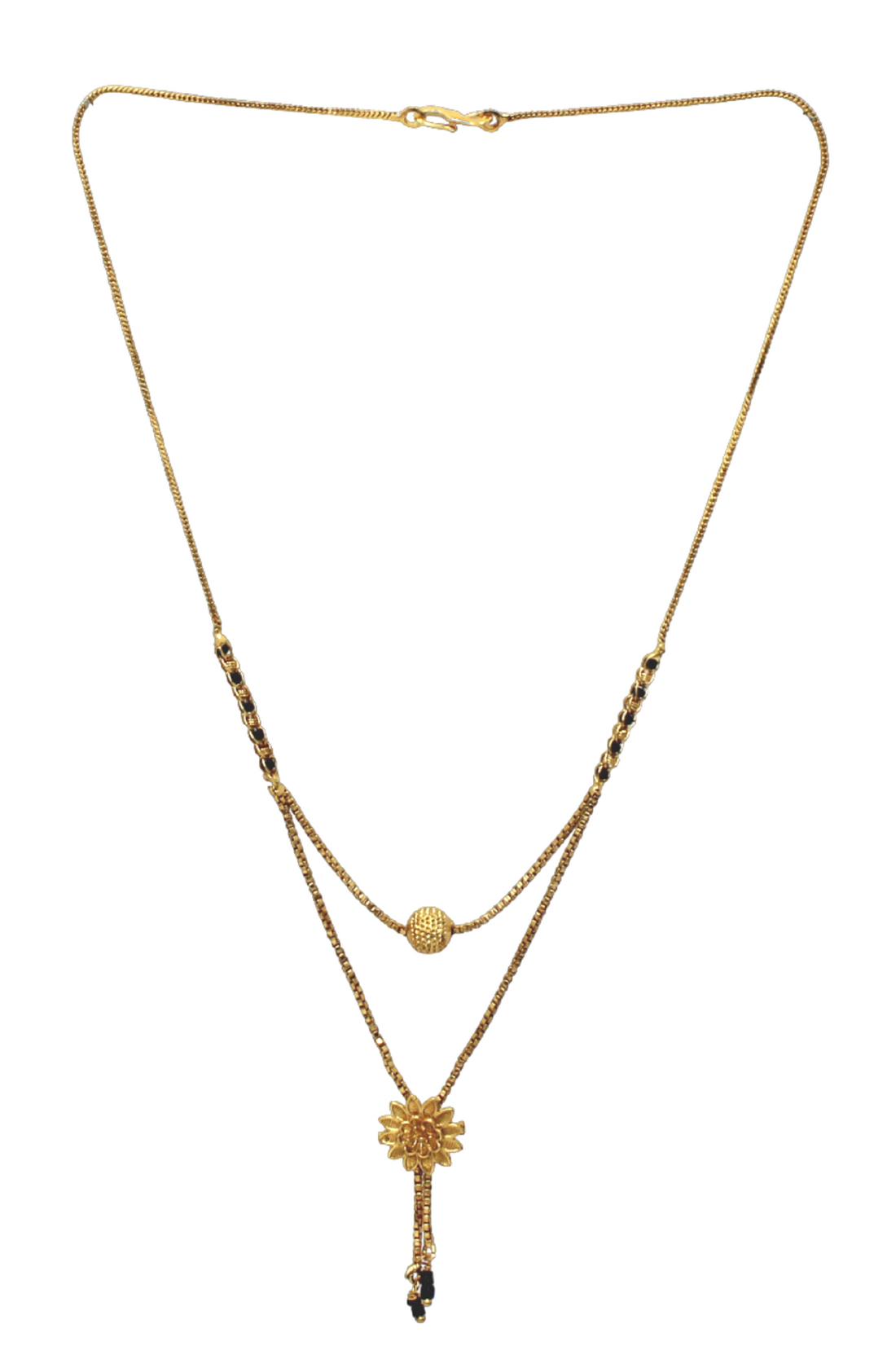 Double Chain Floral Gold-Plated Mangalsutra – Modern Daily Wear Design