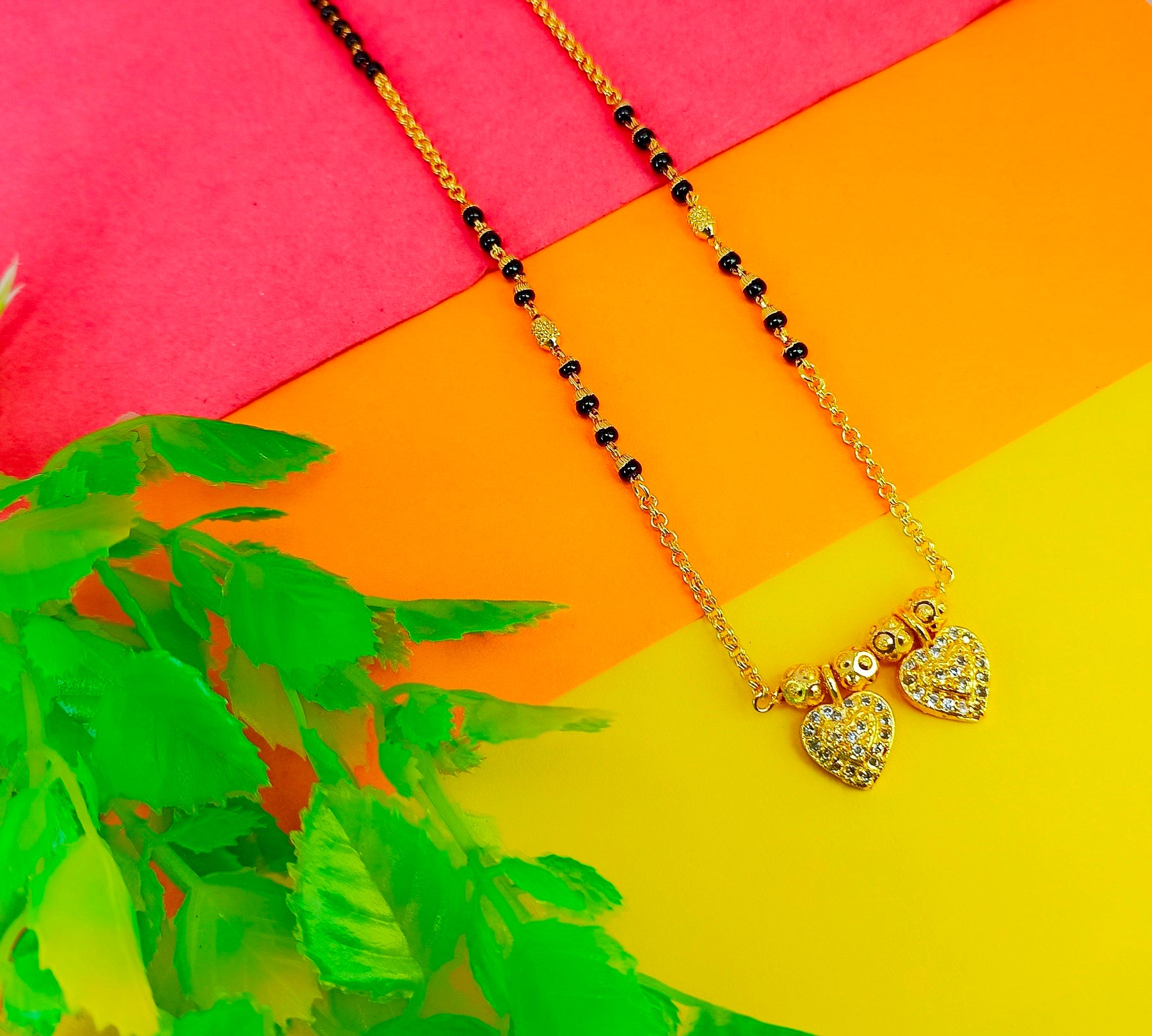 Elegant Double Heart Gold-Plated Mangalsutra – Symbol of Love & Tradition 💛