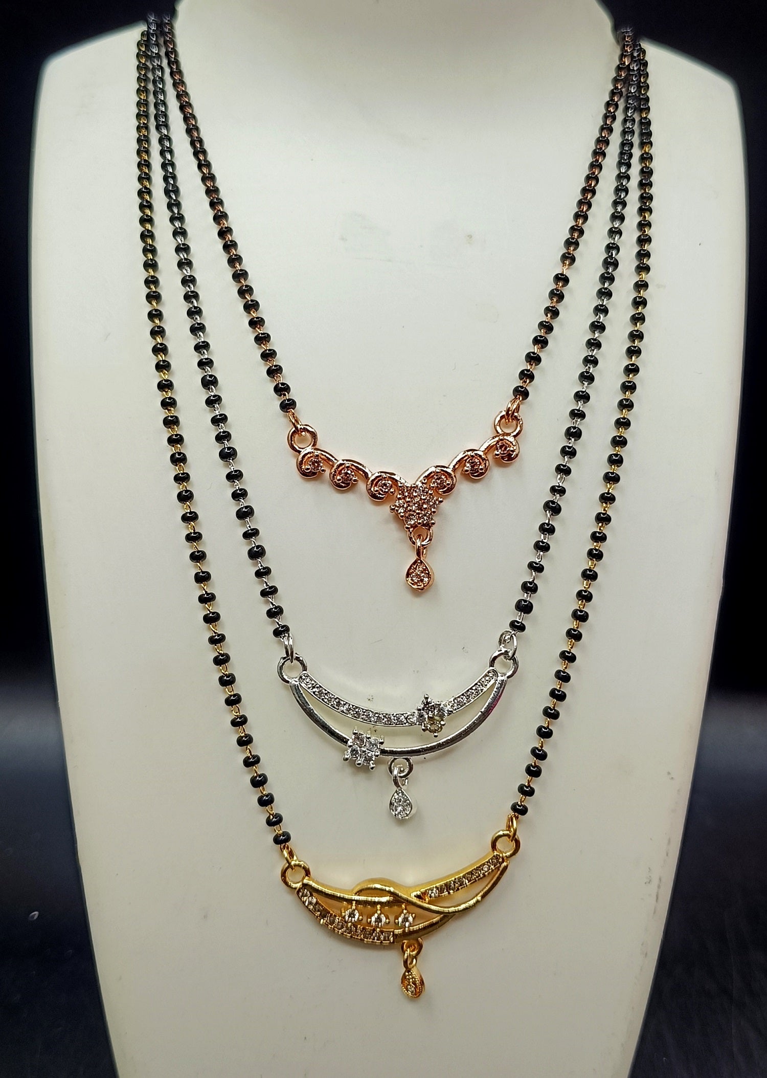 Combo of 3 Diamond Mangalsutras for Women – ₹499 Only | Stylish Look & Daily Use