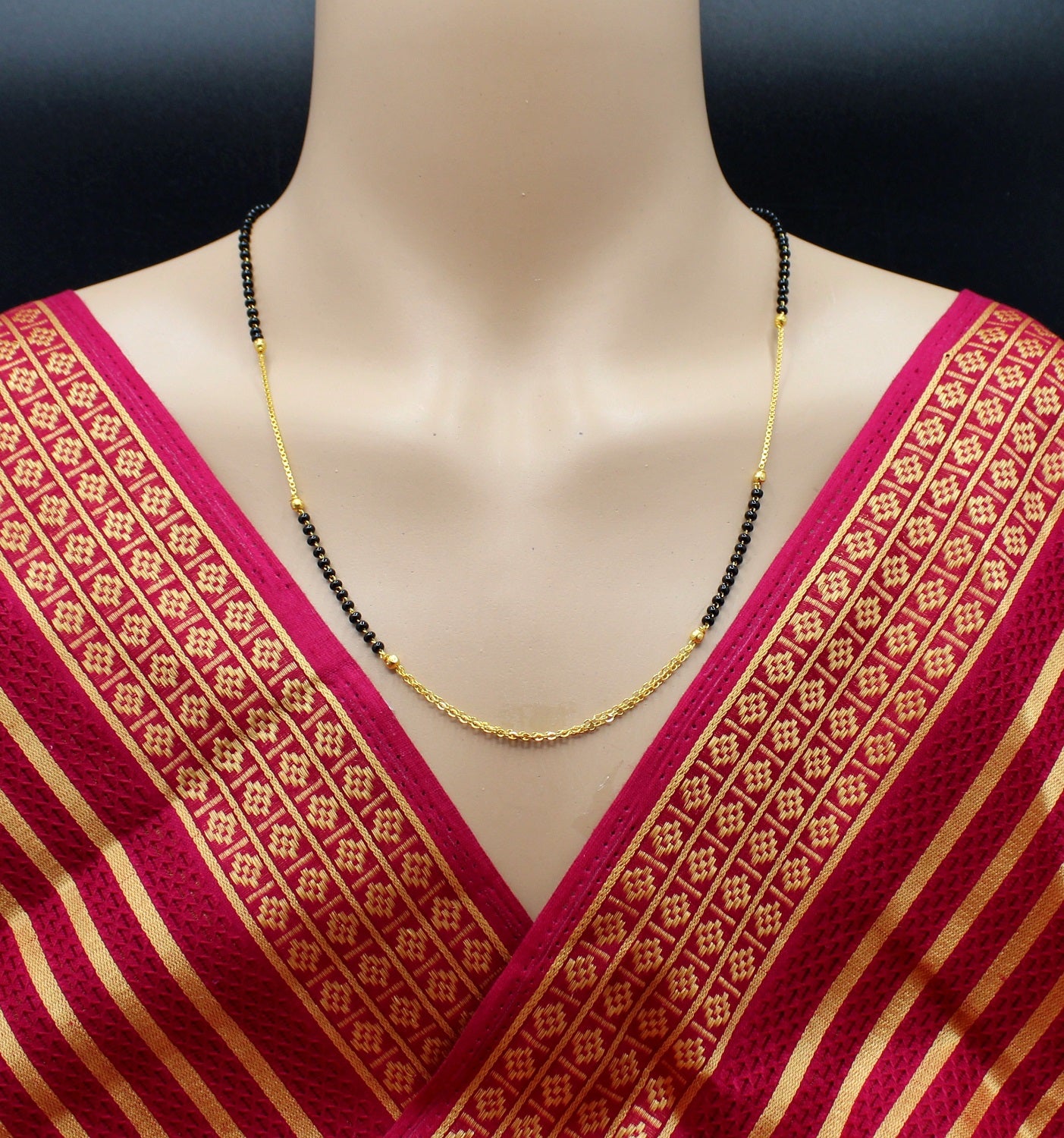 Simple Daily Wear Gold Plated Mangalsutra – Elegant Black Bead Chain for Modern Women 💛