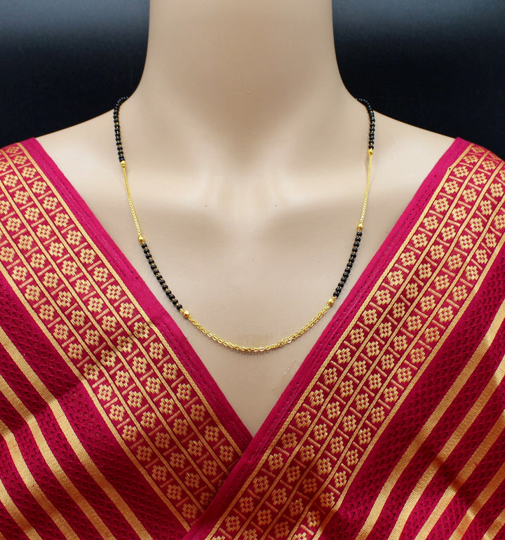 Simple Daily Wear Gold Plated Mangalsutra – Elegant Black Bead Chain for Modern Women 💛