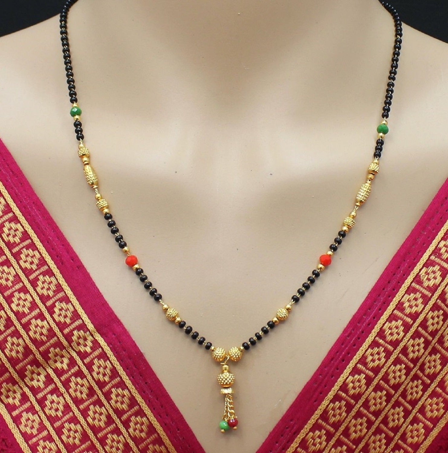 Traditional Multicolor Beaded Gold Plated Mangalsutra – Elegant Daily Wear Design for Women 💛