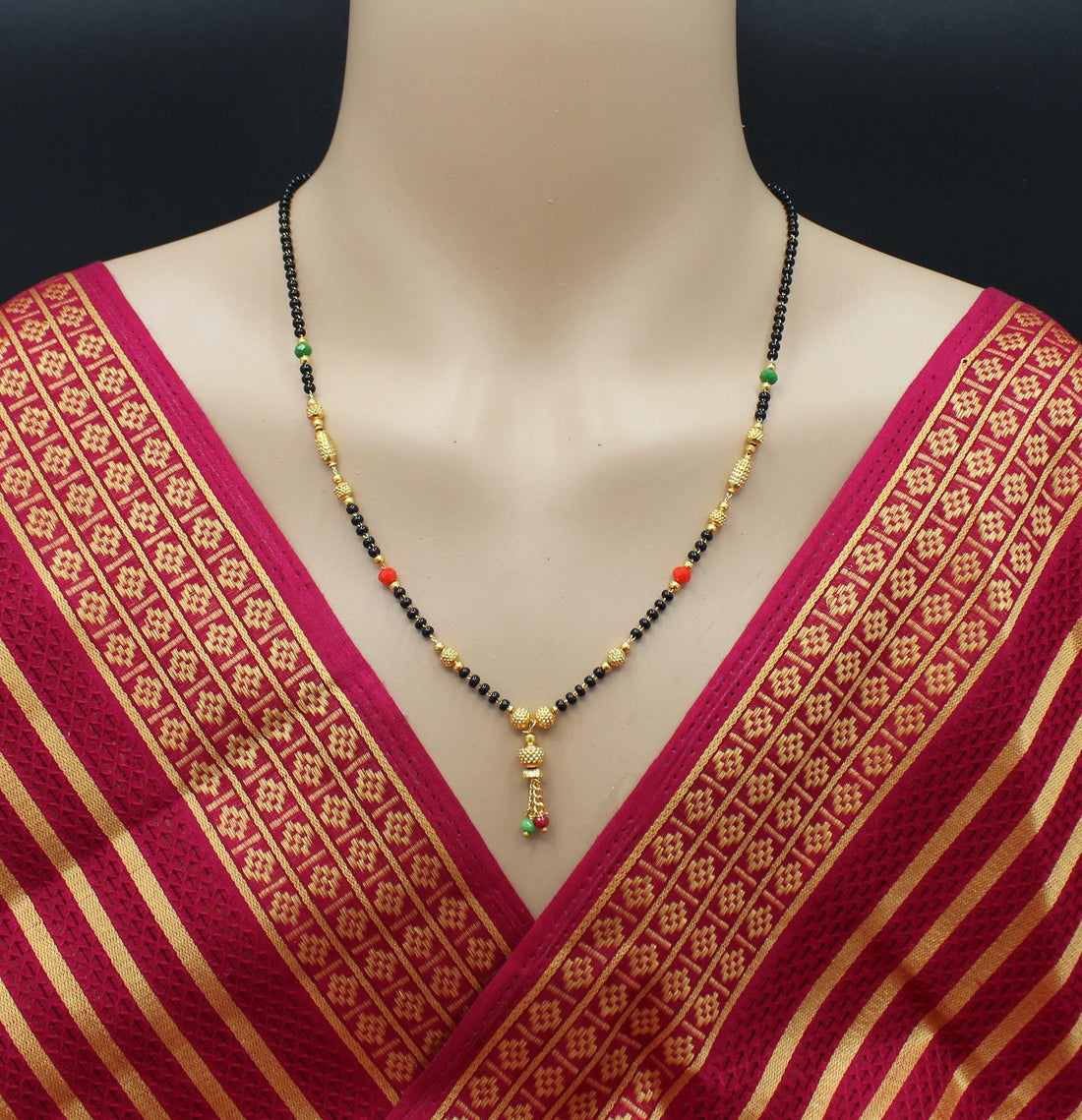 Traditional Multicolor Beaded Gold Plated Mangalsutra – Elegant Daily Wear Design for Women 💛