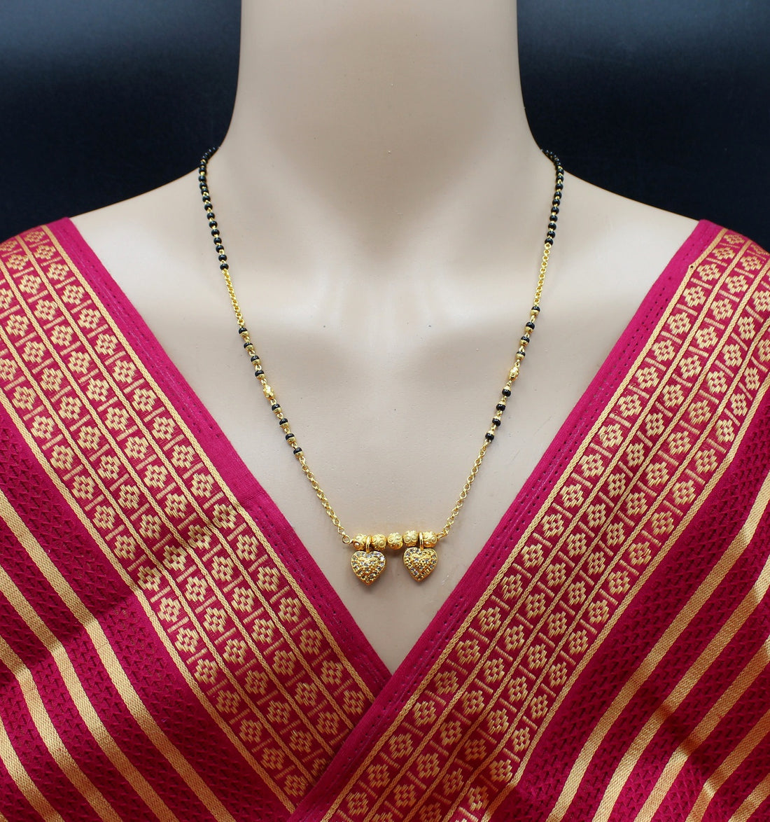Elegant Double Heart Gold-Plated Mangalsutra – Symbol of Love & Tradition 💛