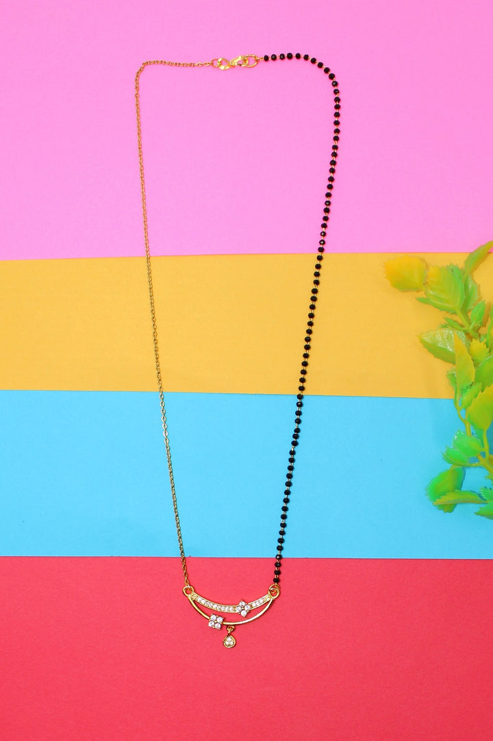 Floral CZ Pendant Half-Chain Gold-Plated Mangalsutra – Elegant Daily & Festive Wear