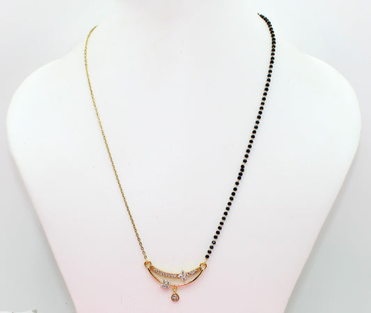 Floral CZ Pendant Half-Chain Gold-Plated Mangalsutra – Elegant Daily & Festive Wear