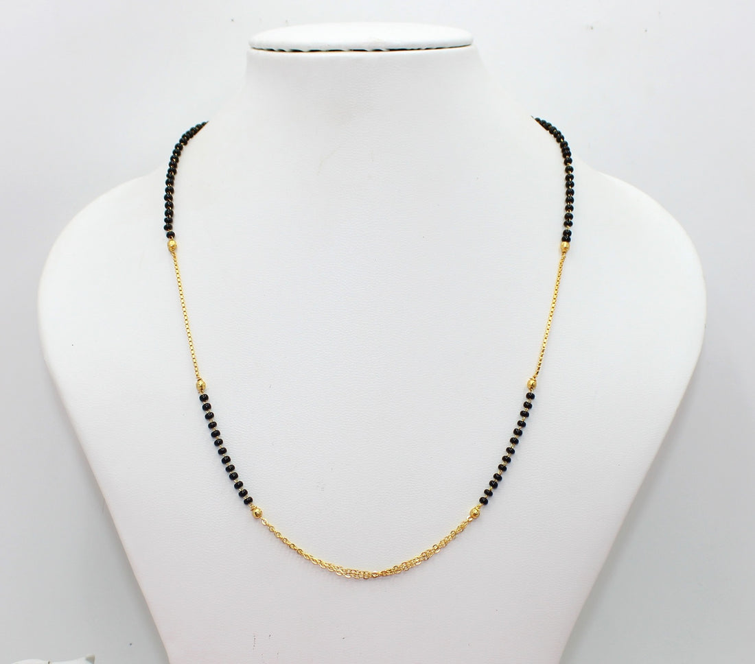 Simple Daily Wear Gold Plated Mangalsutra – Elegant Black Bead Chain for Modern Women 💛