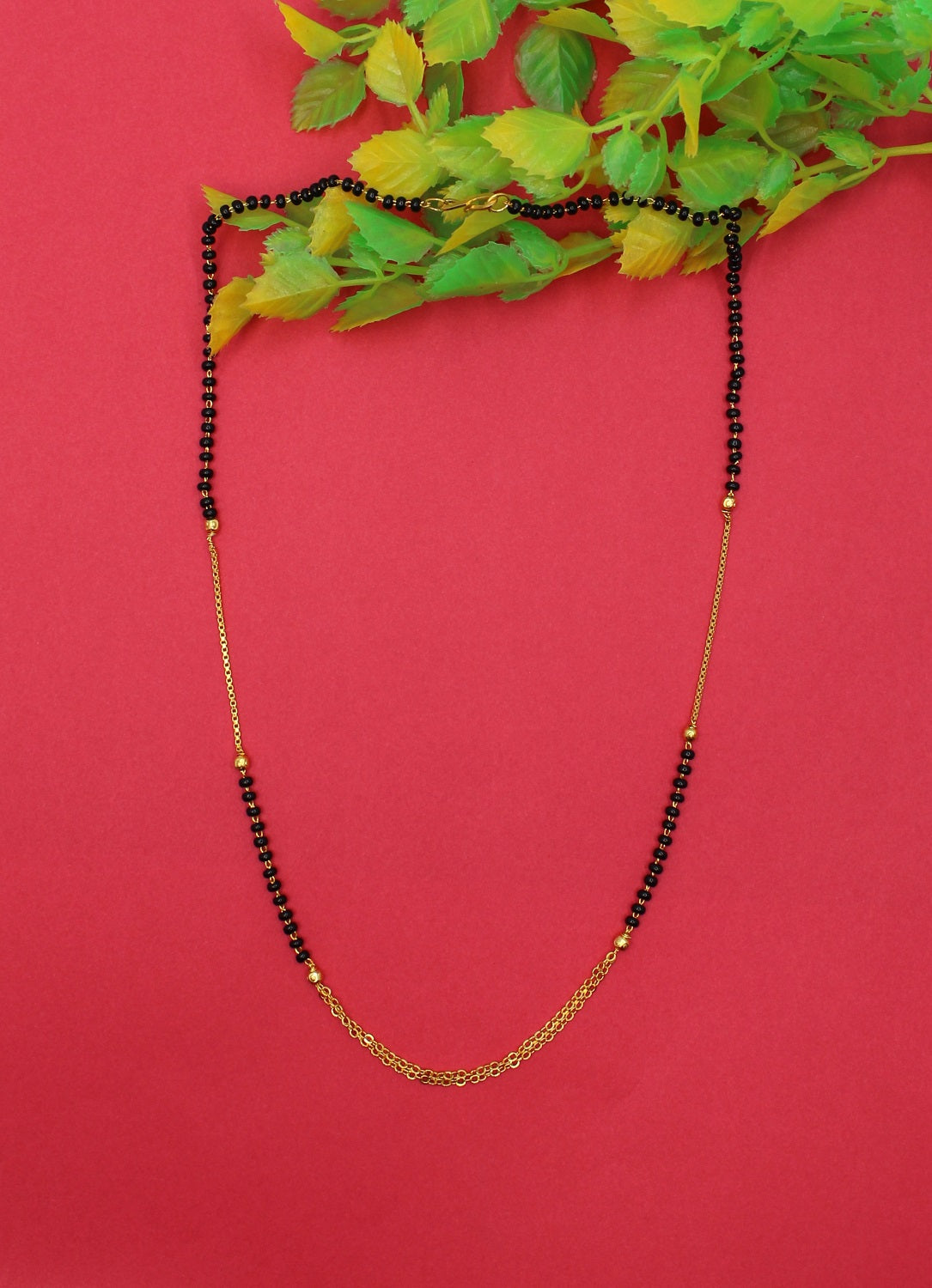 Simple Daily Wear Gold Plated Mangalsutra – Elegant Black Bead Chain for Modern Women 💛