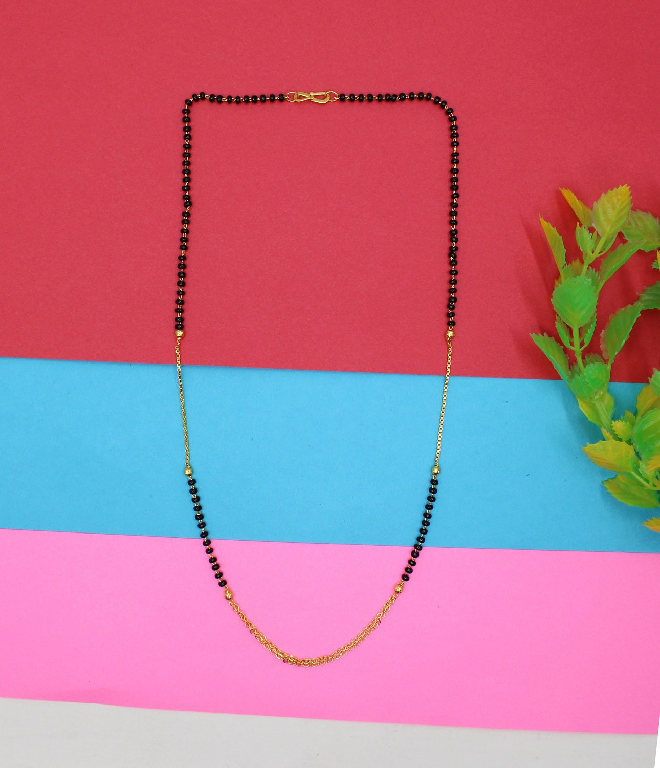 Simple Daily Wear Gold Plated Mangalsutra – Elegant Black Bead Chain for Modern Women 💛