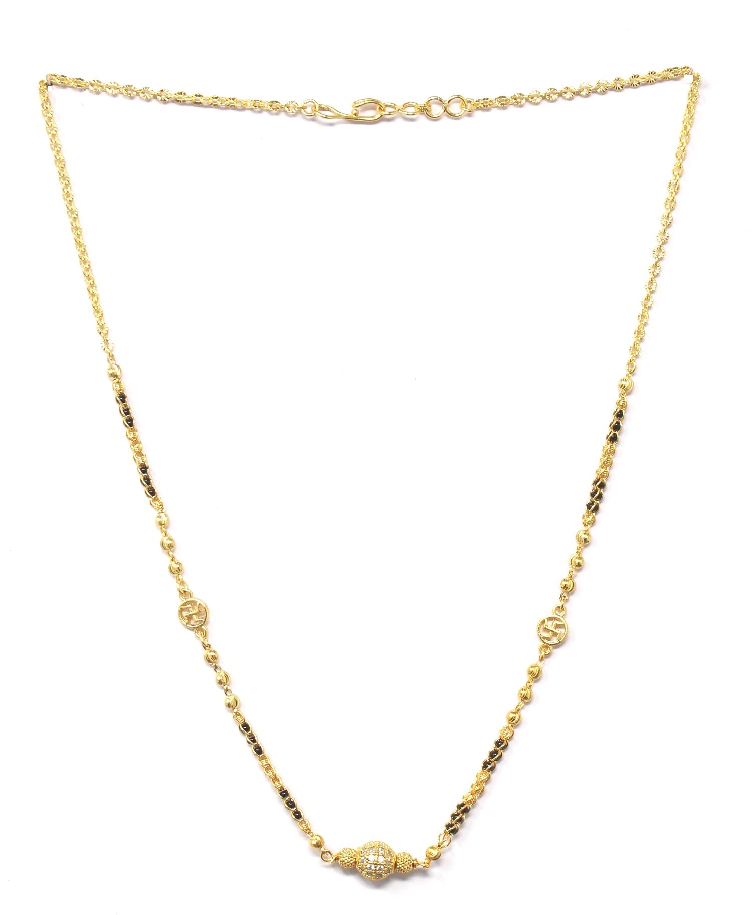Elegant Daily Wear Gold-Plated Mangalsutra – Minimal Black Bead Necklace for Modern Women