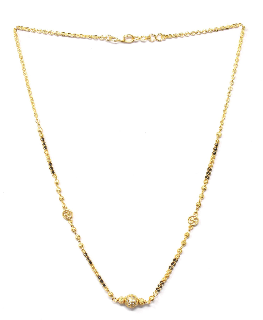 Elegant Daily Wear Gold-Plated Mangalsutra – Minimal Black Bead Necklace for Modern Women