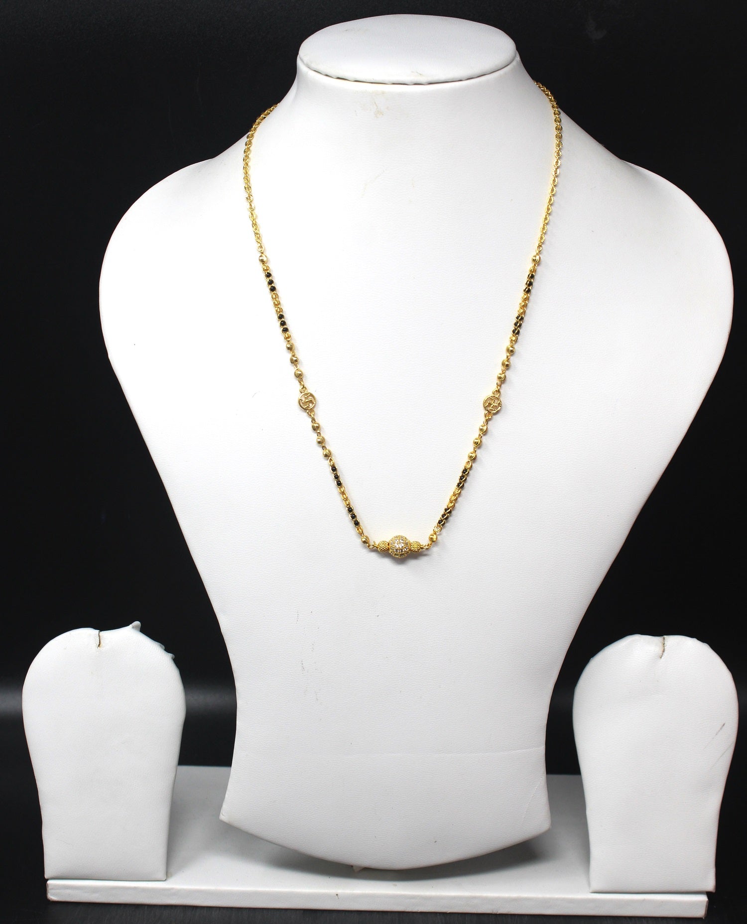 Elegant Daily Wear Gold-Plated Mangalsutra – Minimal Black Bead Necklace for Modern Women