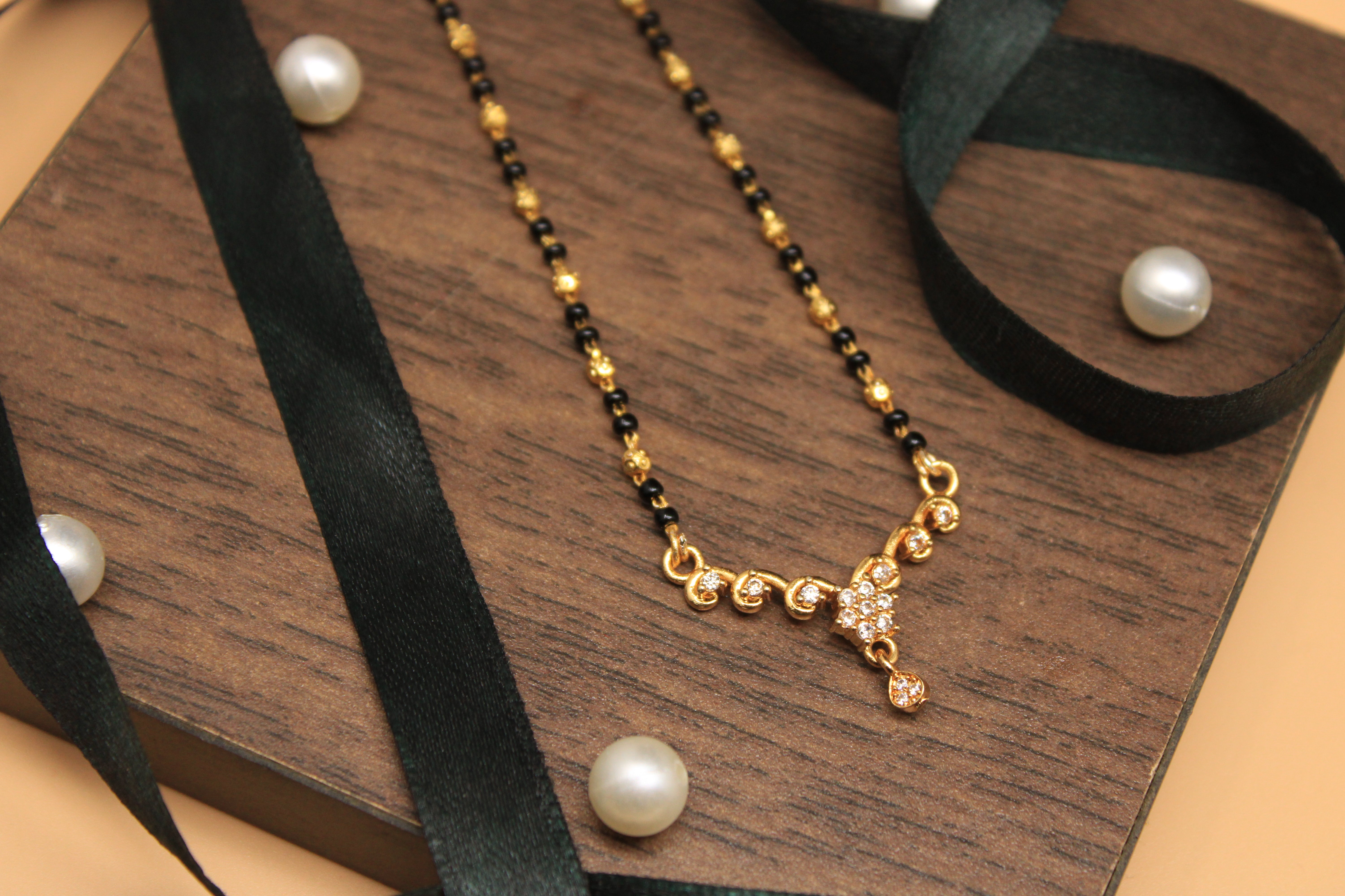 Sparkling Diamond Drop Mangalsutra – Elegant Gold-Plated Daily Wear 💎