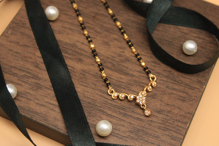 Sparkling Diamond Drop Mangalsutra – Elegant Gold-Plated Daily Wear 💎