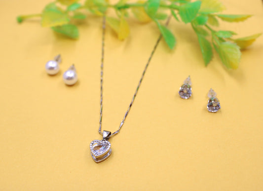soni jewellery Beautiful Premium Looking American Diamond Rose Plated Necklace set
