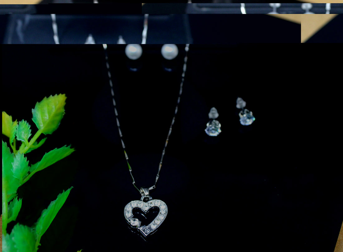 soni jewellery American Diamond chain pendant with earring