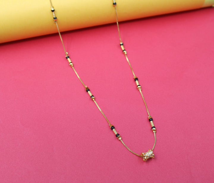 Elegant Gold-Plated Mangalsutra with Black Beads & Stylish Pendant – Daily Wear Jewellery