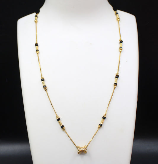 Elegant Gold-Plated Mangalsutra with Black Beads & Stylish Pendant – Daily Wear Jewellery