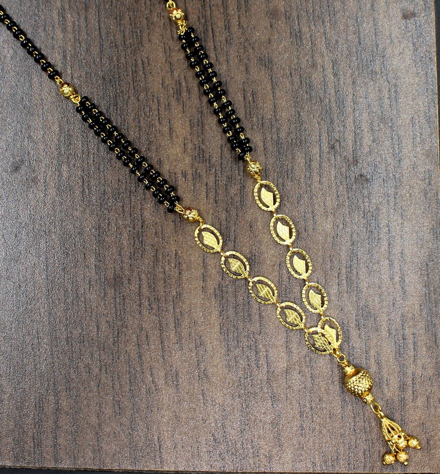 Classic Black Bead Gold-Plated Mangalsutra – Traditional Grace for Everyday Elegance