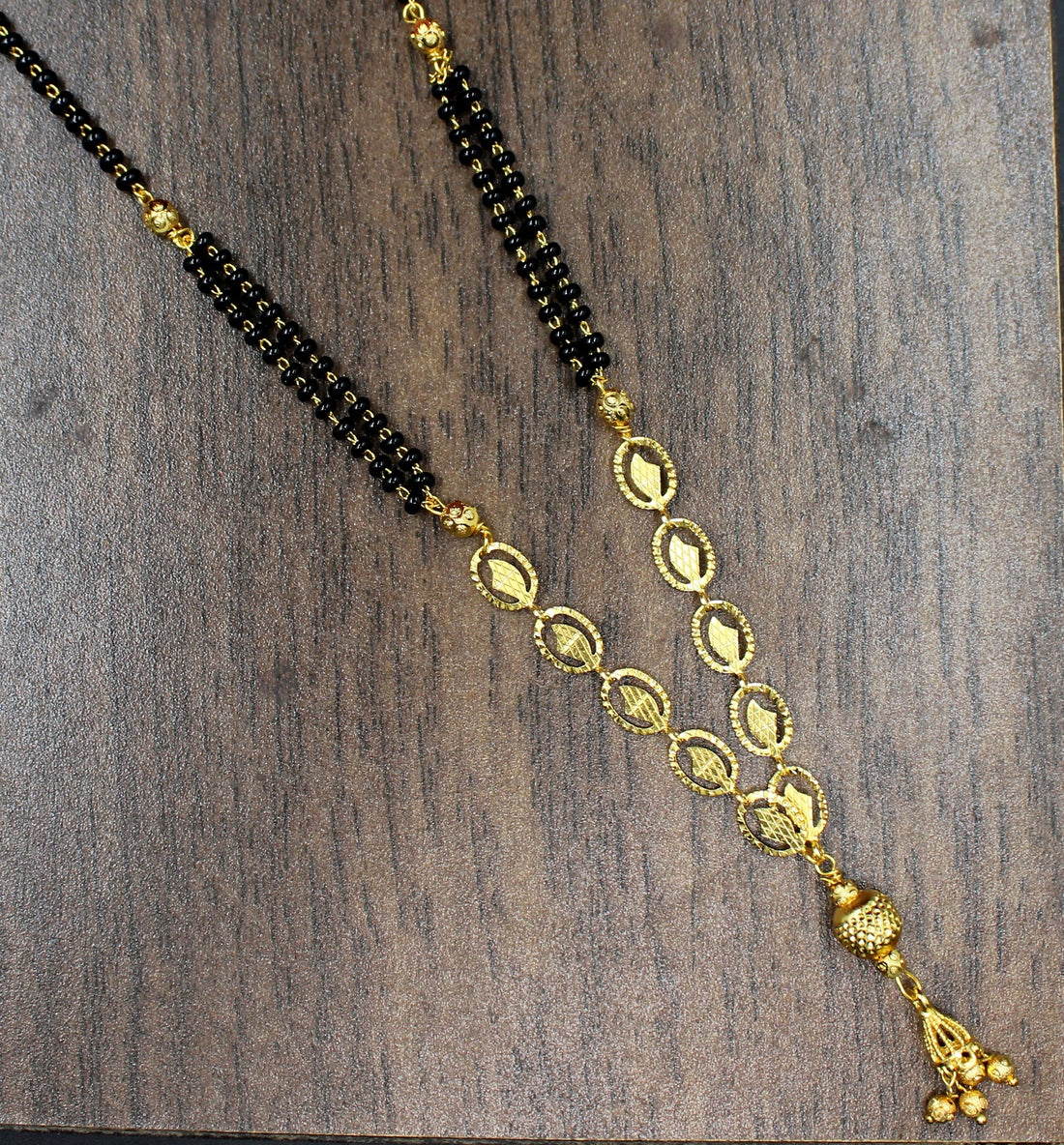 Classic Black Bead Gold-Plated Mangalsutra – Traditional Grace for Everyday Elegance