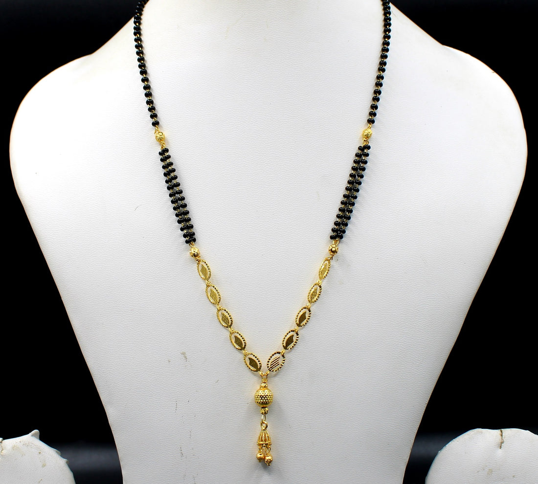Classic Black Bead Gold-Plated Mangalsutra – Traditional Grace for Everyday Elegance