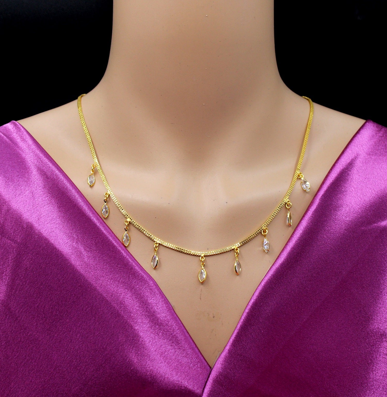 Soni Jewellery Elegant White Stone Necklace for Women and Girls