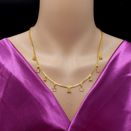 Soni Jewellery Elegent white N Pink Stone Necklace For Women and Girls