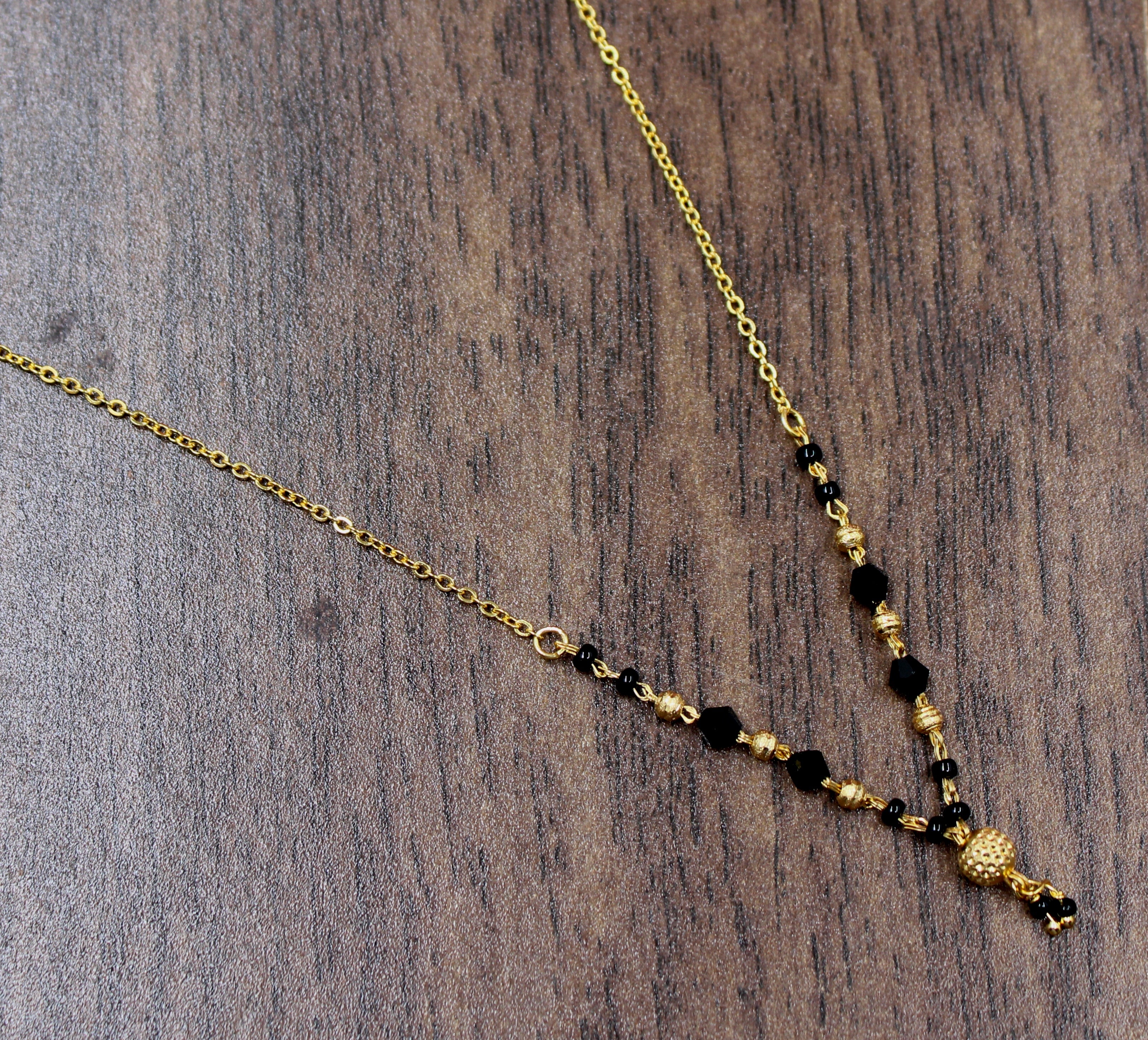 Elegant Daily Wear Black Bead Gold-Plated Mangalsutra – Minimal Charm, Timeless Love 💛