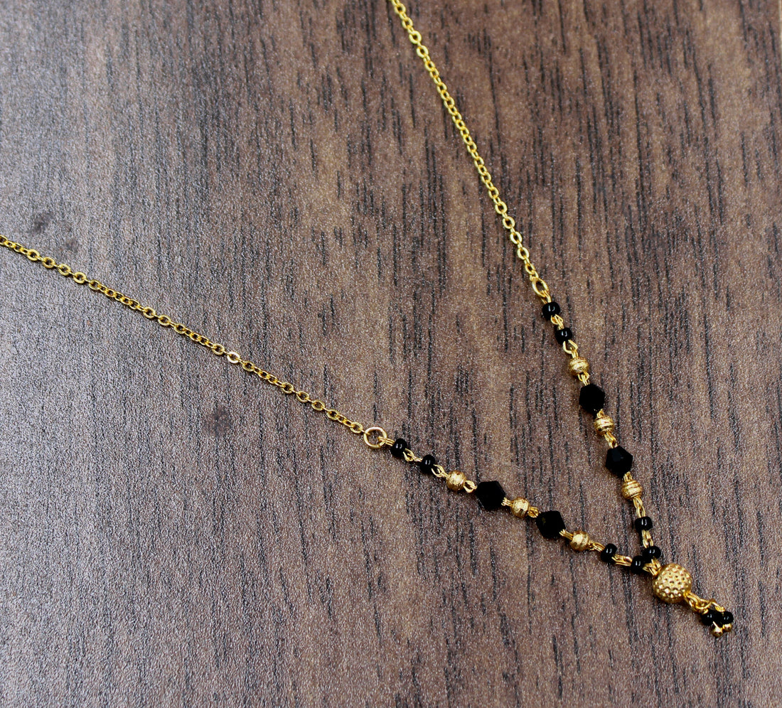 Elegant Daily Wear Black Bead Gold-Plated Mangalsutra – Minimal Charm, Timeless Love 💛