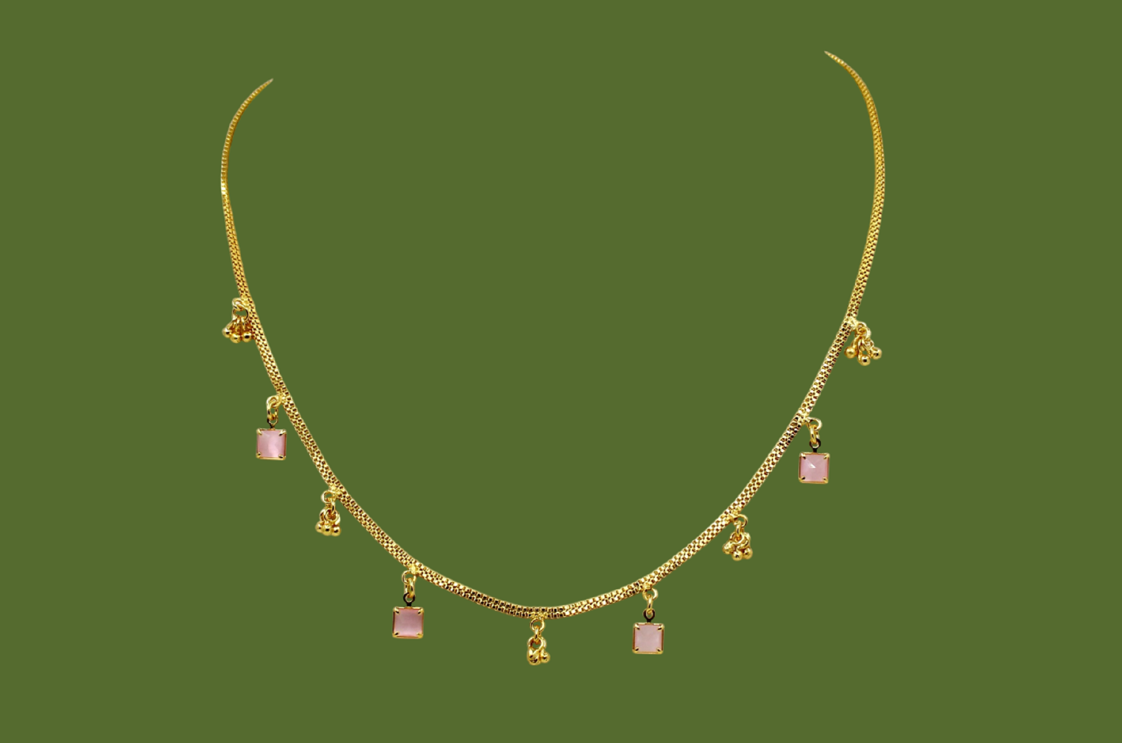 White & Pink Stone Necklace for Women – Ethnic Party Wear | ₹309 Only | Skin-Friendly Design