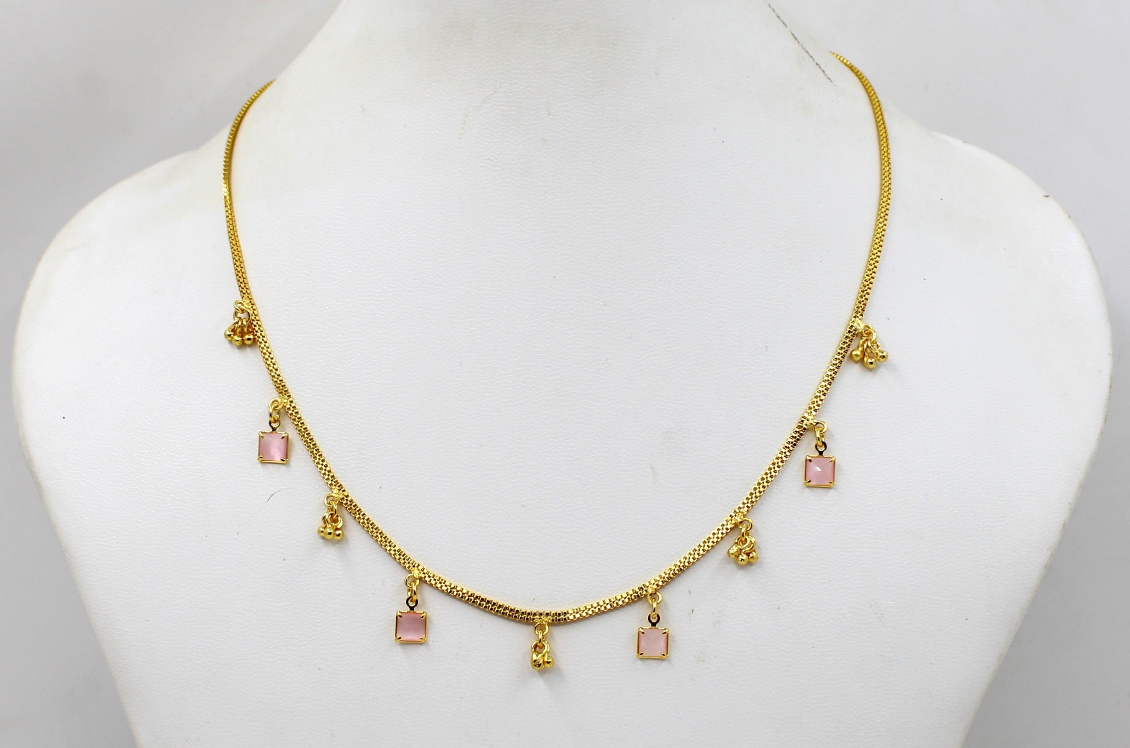 White & Pink Stone Necklace for Women – Ethnic Party Wear | ₹309 Only | Skin-Friendly Design