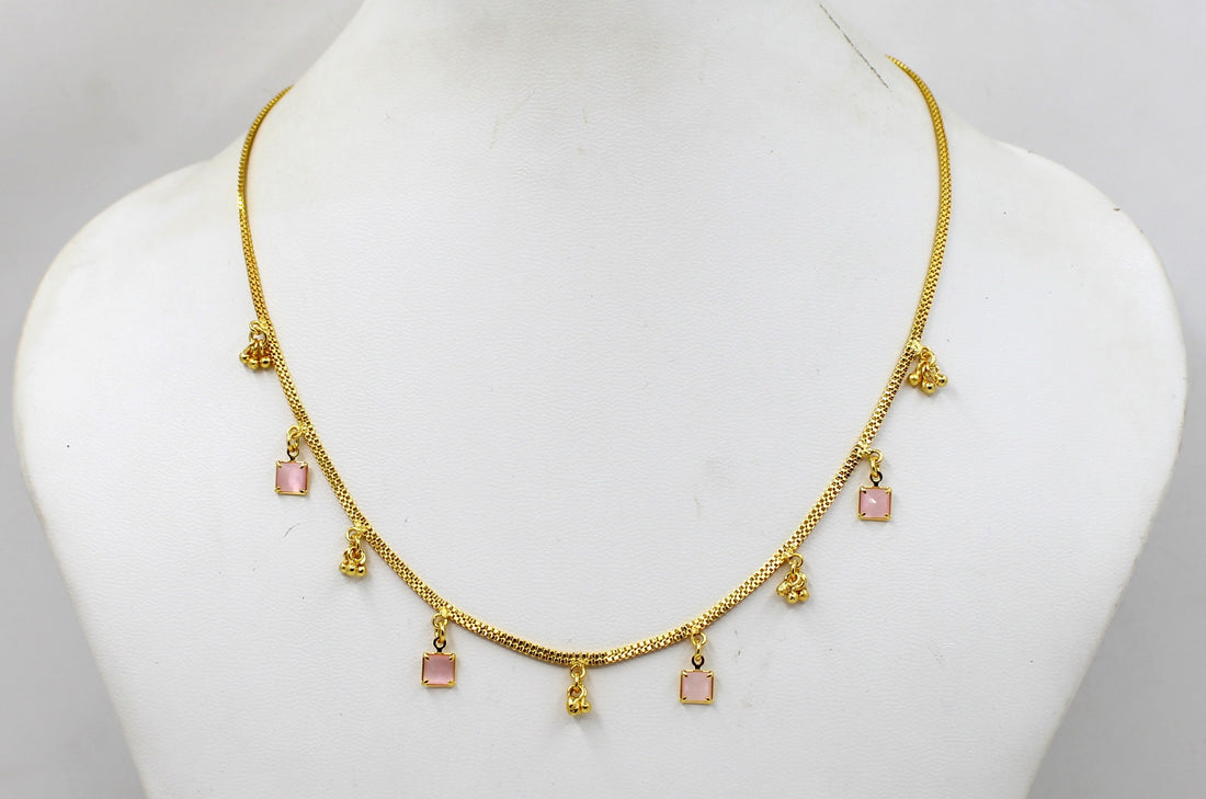 White & Pink Stone Necklace for Women – Ethnic Party Wear | ₹309 Only | Skin-Friendly Design