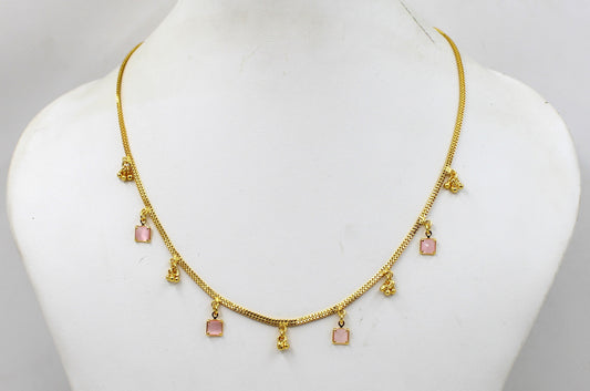 Soni Jewellery Elegent white N Pink Stone Necklace For Women and Girls