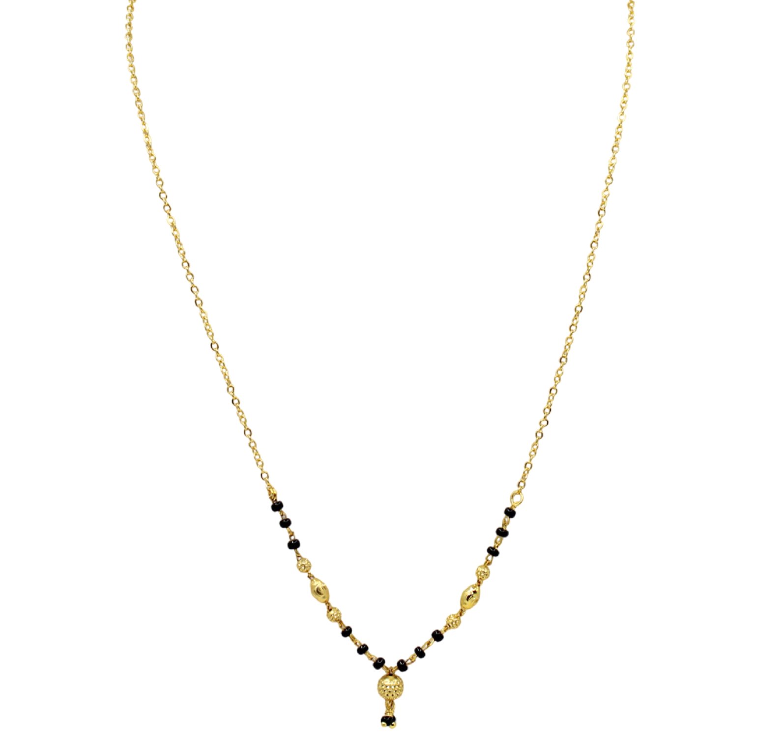 Minimal Gold-Plated Daily Wear Mangalsutra – Elegant Black Bead Chain Design
