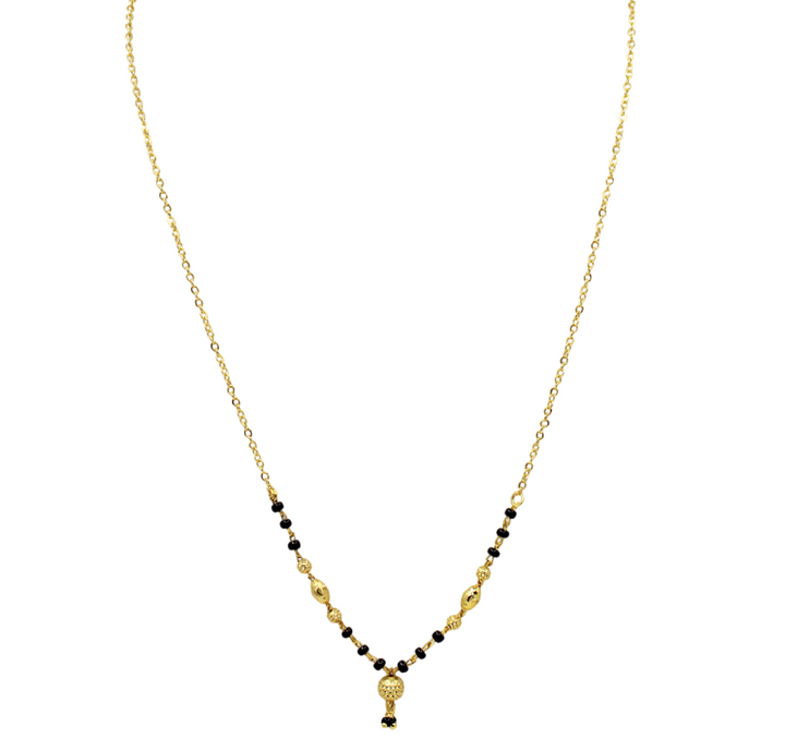 Minimal Gold-Plated Daily Wear Mangalsutra – Elegant Black Bead Chain Design