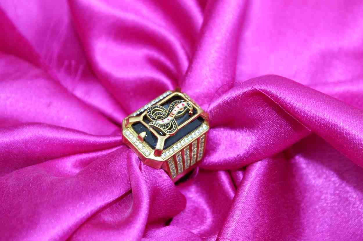 1 Gram Gold Plated Goga Maharaj With Diamond Best Quality Ring For Men