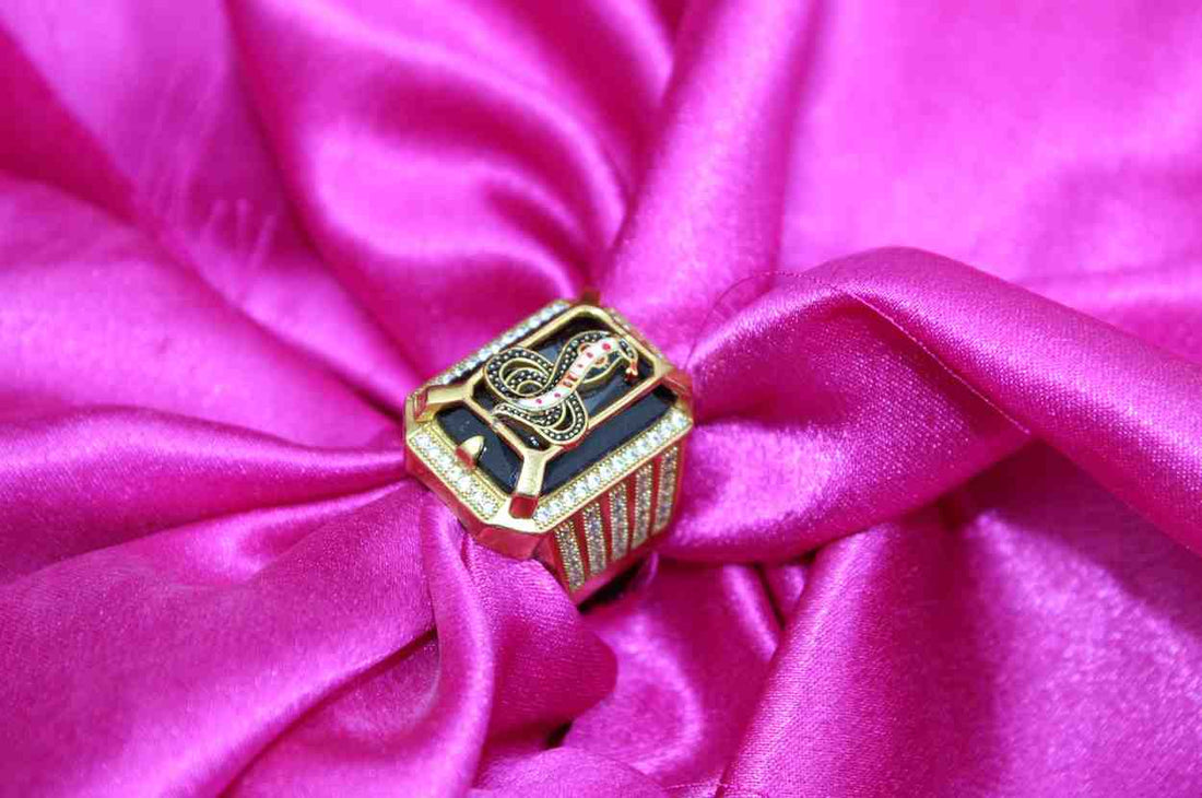 1 Gram Gold Plated Goga Maharaj With Diamond Best Quality Ring For Men