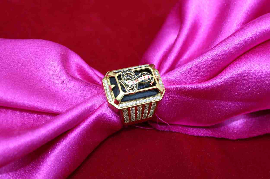 1 Gram Gold Plated Goga Maharaj With Diamond Best Quality Ring For Men