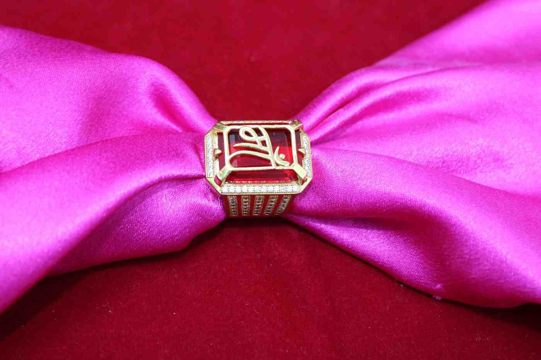 1 Gram Gold Plated Maa Ring With Diamond Best Quality Ring For Men