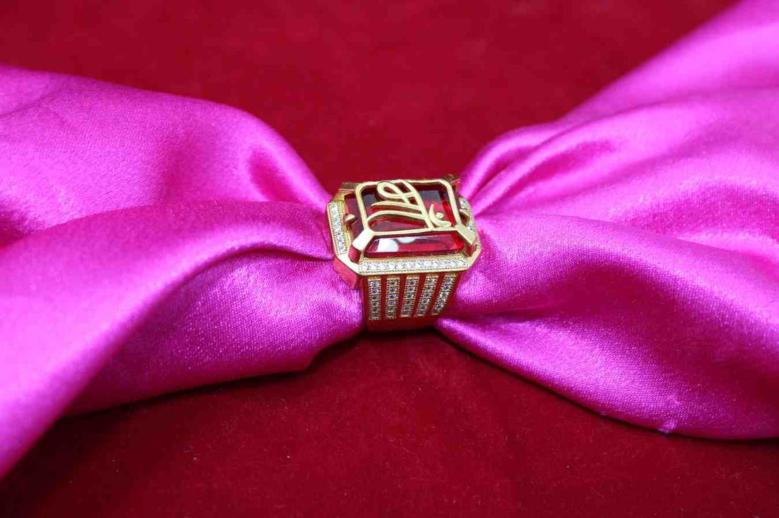 1 Gram Gold Plated Maa Ring With Diamond Best Quality Ring For Men