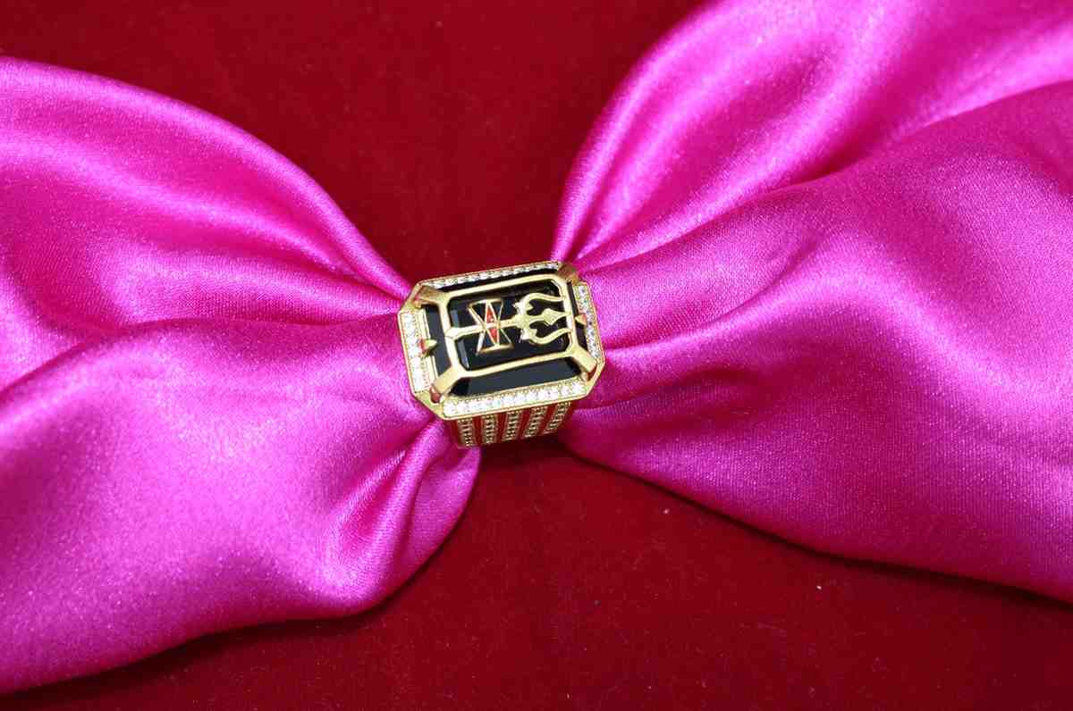 1 Gram Gold Plated Shiv On Black Stone Gorgeous Design Ring For Men