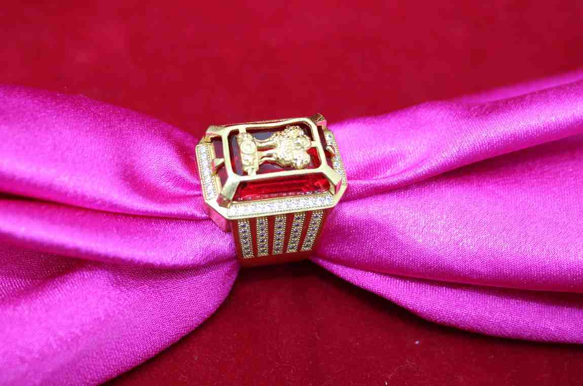 1 Gram Gold Plated Mudra With Diamond Best Quality Design Ring For Men