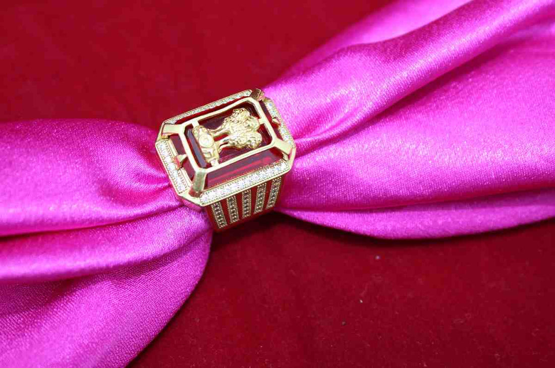 1 Gram Gold Plated Mudra With Diamond Best Quality Design Ring For Men