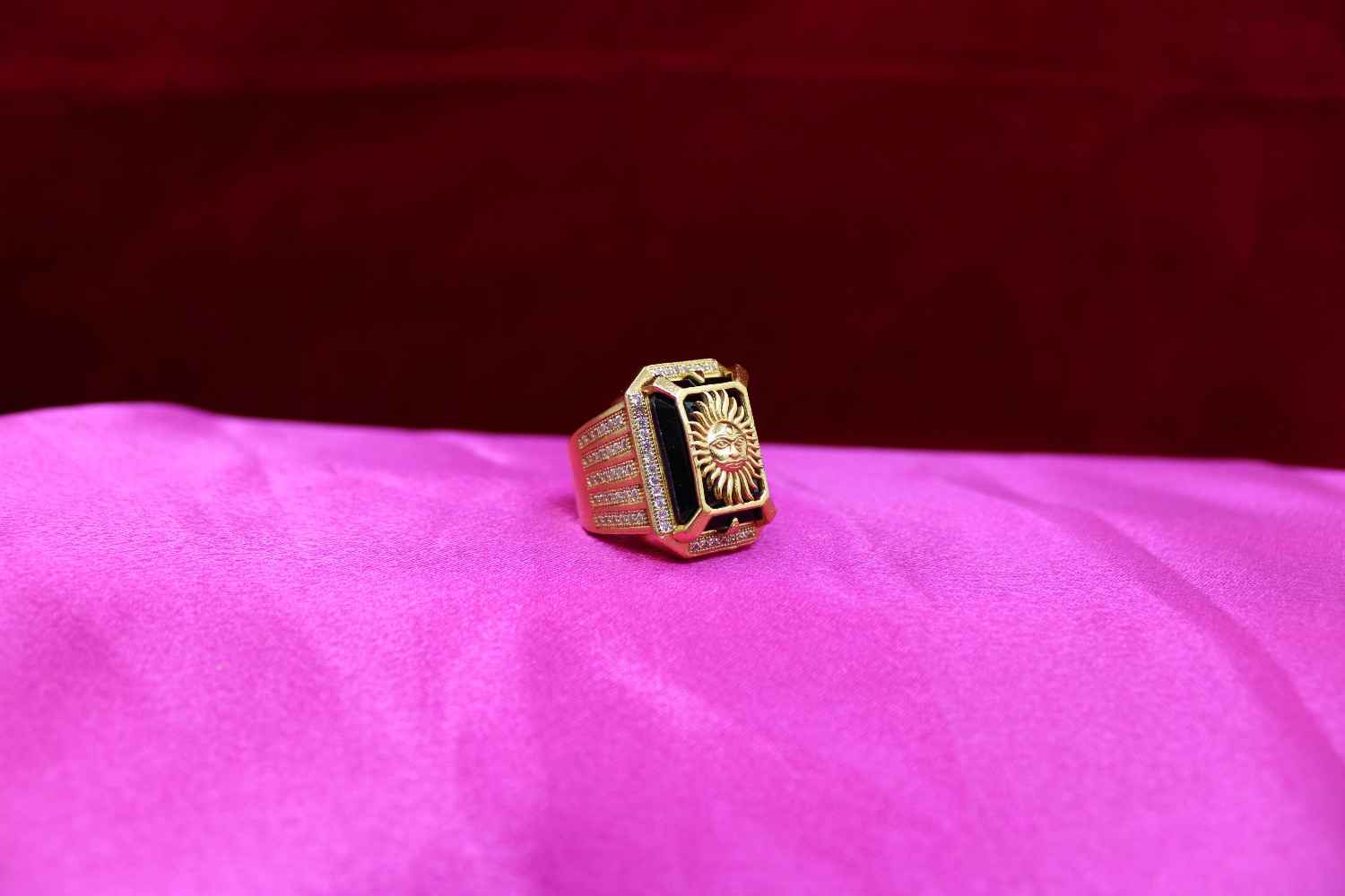 1 Gram Gold Plated Sun With Diamond Best Quality Ring For Men