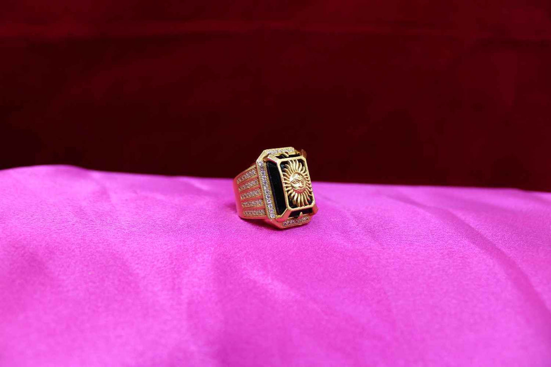 1 Gram Gold Plated Sun With Diamond Best Quality Ring For Men