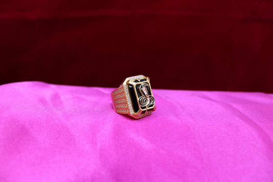 1 Gram Gold Plated Goga Maharaj With Diamond Best Quality Ring For Men