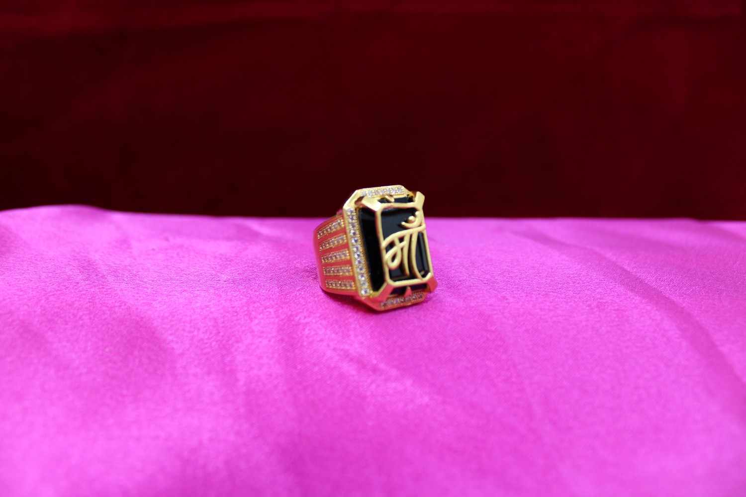 1 Gram Gold Plated Maa Ring With Diamond Best Quality Ring For Men