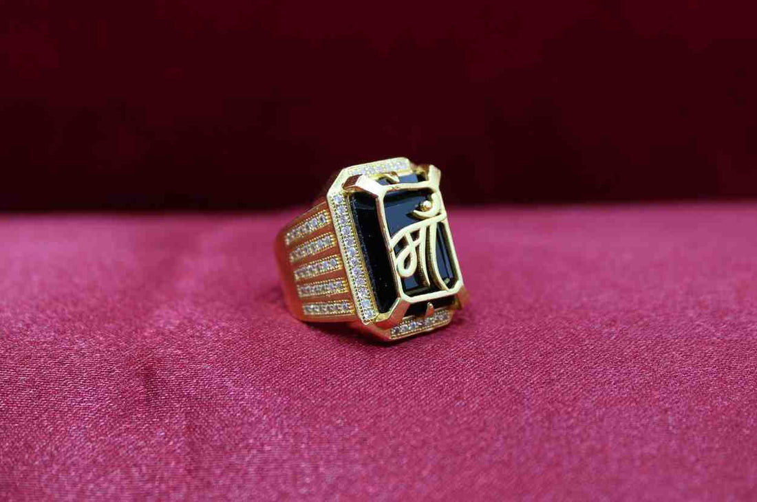 1 Gram Gold Plated Maa Ring With Diamond Best Quality Ring For Men