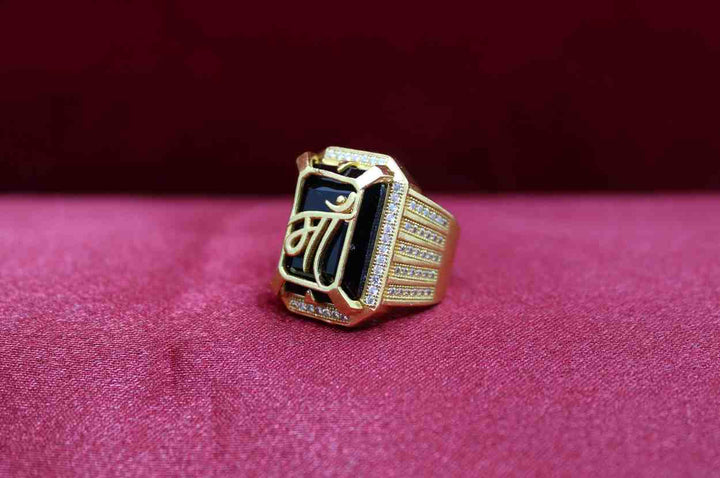 1 Gram Gold Plated Maa Ring With Diamond Best Quality Ring For Men