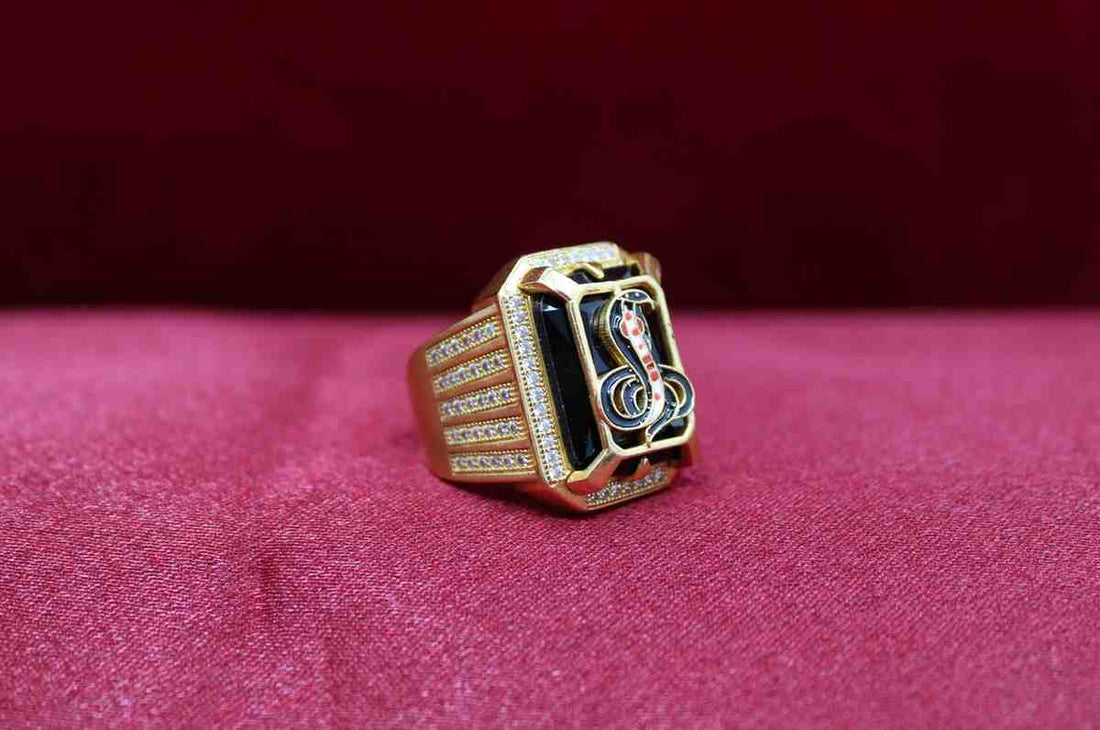 1 Gram Gold Plated Goga Maharaj With Diamond Best Quality Ring For Men